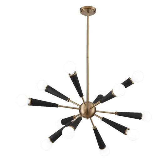 Zodiac 12-Light Aged Brass Sputnik Chandelier