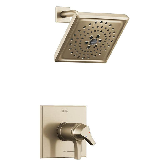 Zura TempAssure 1-Handle Wall Mount Shower Faucet Trim Kit w/ H2Okinetic Spray in Champagne Bronze (Valve Not Included)