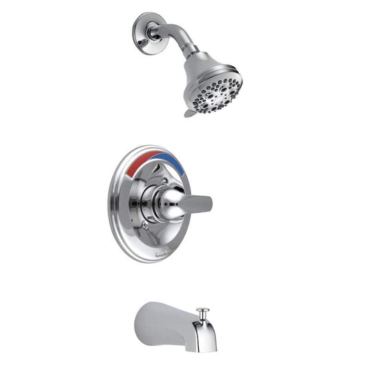 1-Handle Wall Mount Tub and Shower Faucet Trim Kit in Chrome (Valve Not Included)