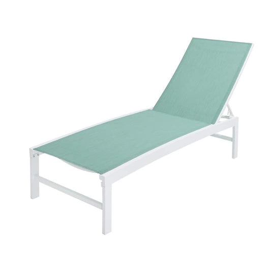 1-Piece Metal Adjustable Outdoor Chaise Lounge in Green
