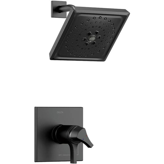 Zura TempAssure 1-Handle Shower Faucet Trim Kit with H2Okinetic Spray in Matte Black (Valve Not Included)